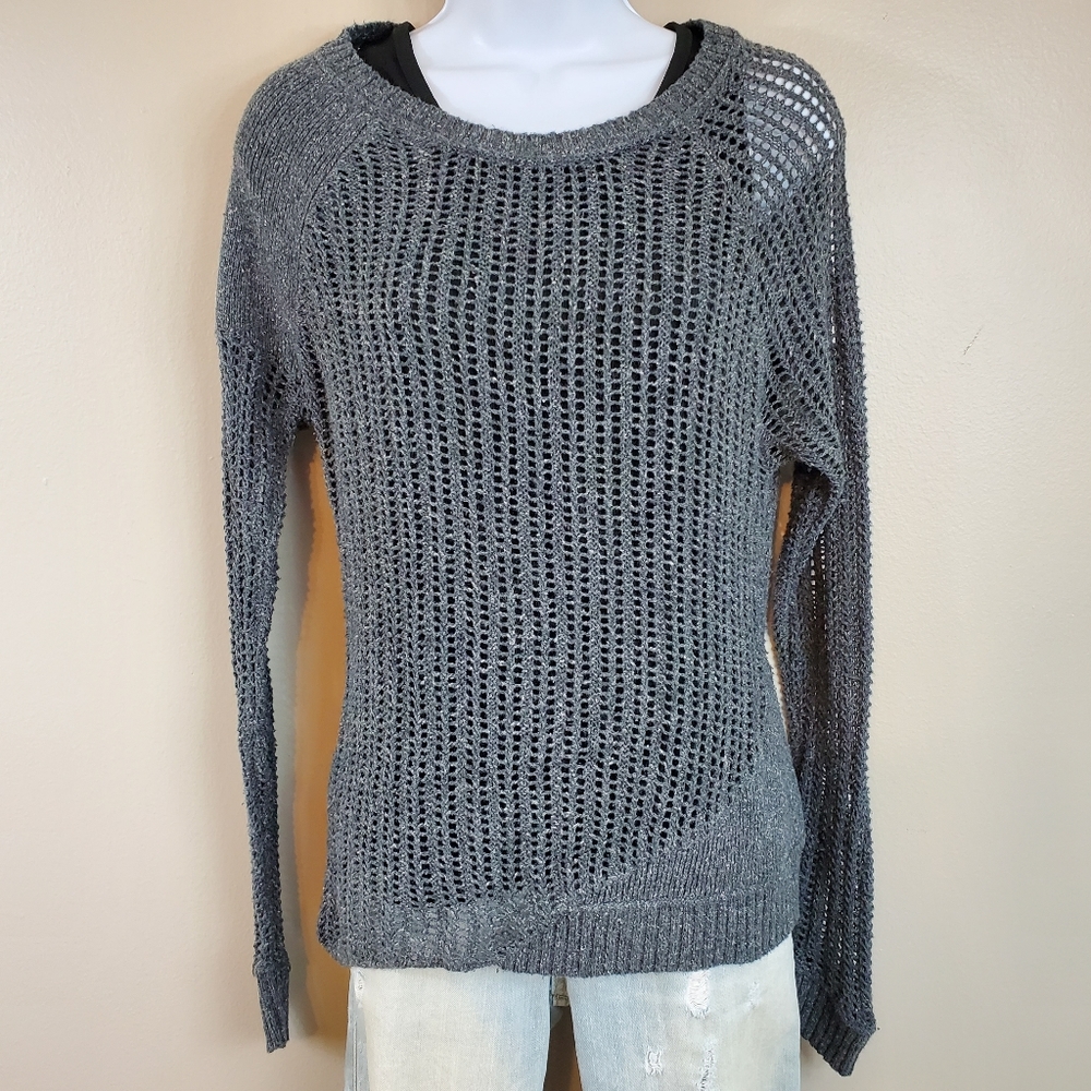 Converse One Star Lightweight Gray Knit Crew Neck Sweater